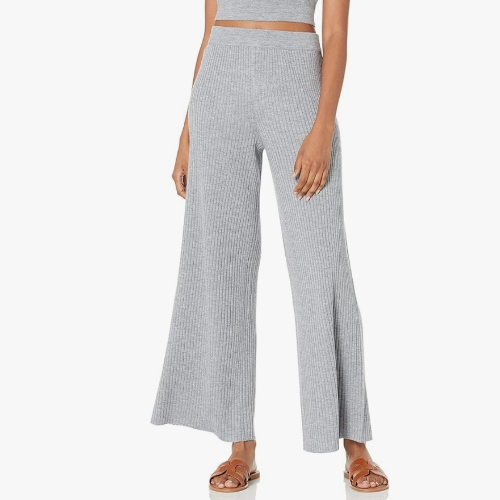 Catalina Gray Wide Leg Ribbed Pants Size X-Small Grey Yoga Active Lounge Wear